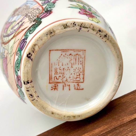 Kintsugi Vase Chinese Vtg Famille Rose Medallion Gold Crack Japanese Growth Gift - Picture 12 of 13